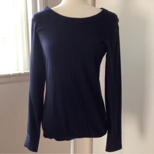 NAVY CASHMERE BLEND SWEATER WITH SILK SLEEVES- JOIE- SIZE XSM
